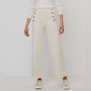 LOFT Cotton High Waist, Wide Leg Crop, Nautical, Cotton, NWOT, Size  8/29